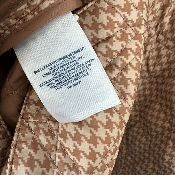 Nwt Lands' End Insulated Packable Quilted Jacket Women Lg Petite Tan Houndstooth - Picture 6 of 9